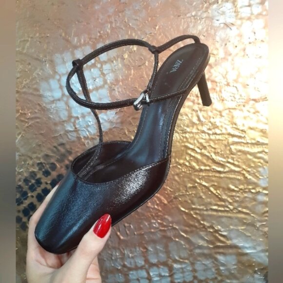 Zara Shoes - Zara NWT Genuine Leather Chocolate Brown Heels